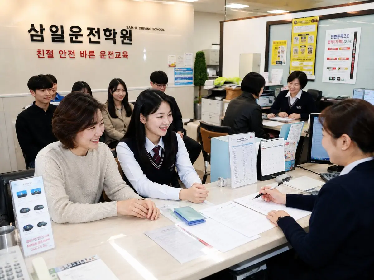 전화로 수강 상담을 받는 학원 직원